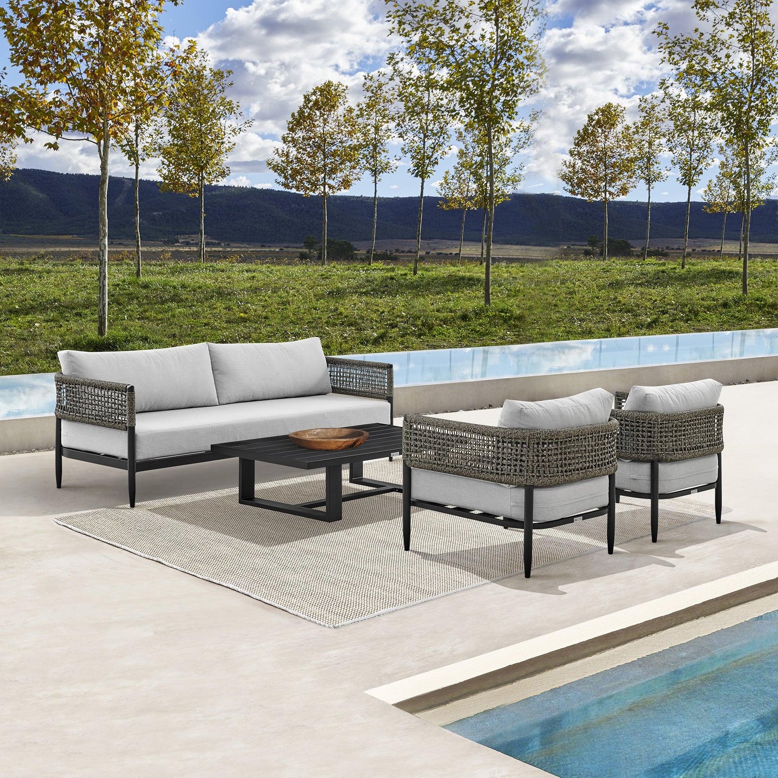 American Home Furniture Armen Living Felicia 4 Piece Outdoor Conversation Set