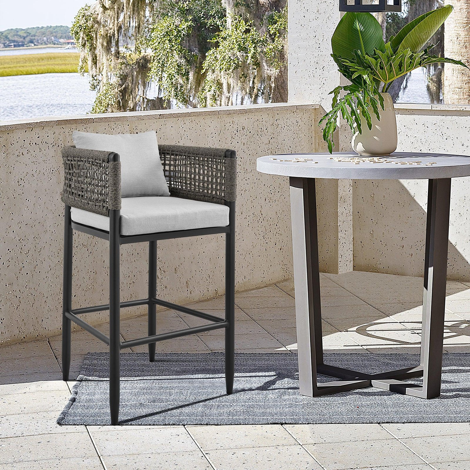 American Home Furniture Armen Living Felicia Outdoor Counter Stool Set of 2