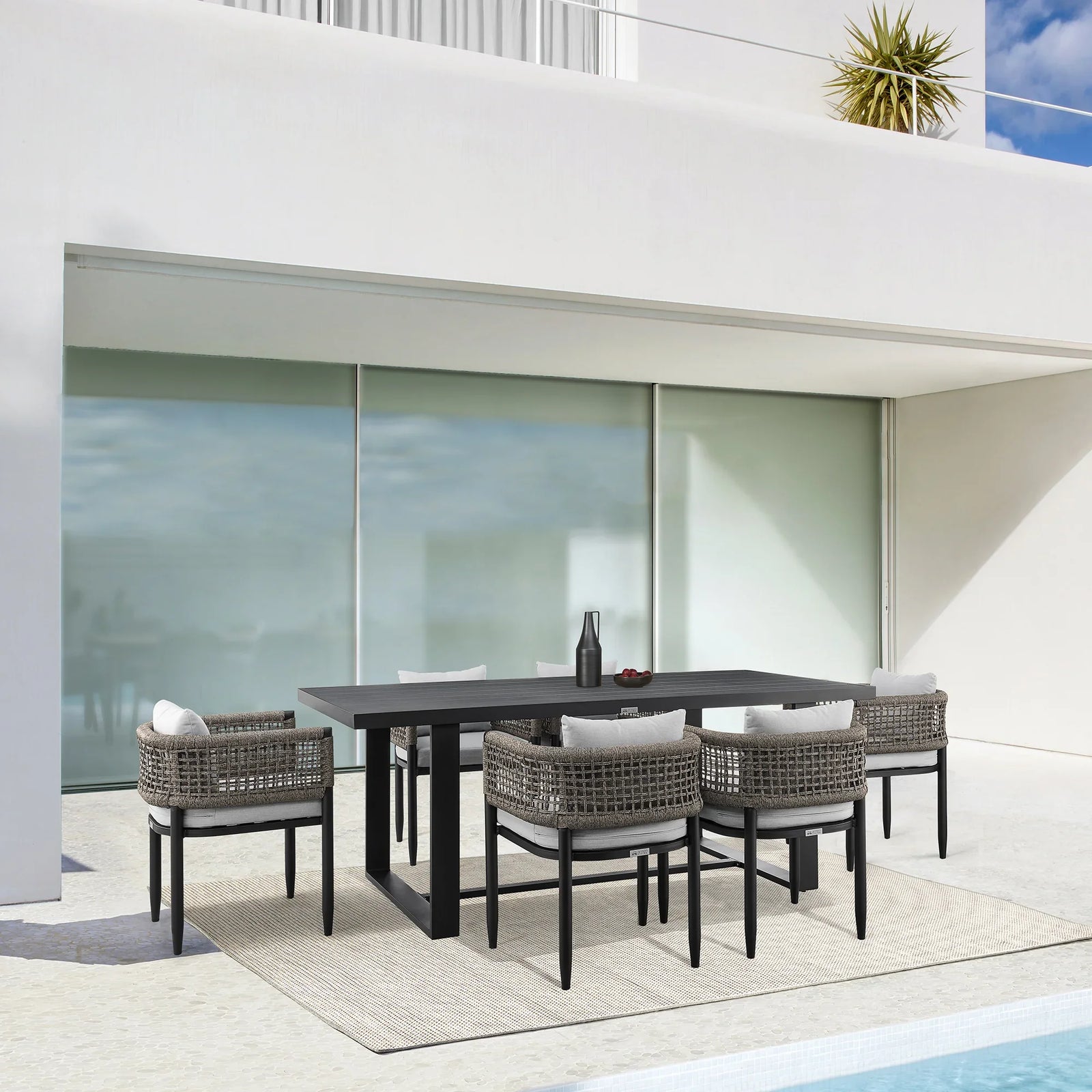 American Home Furniture Armen Living Felicia Outdoor Patio 7-Piece Dining Table Set