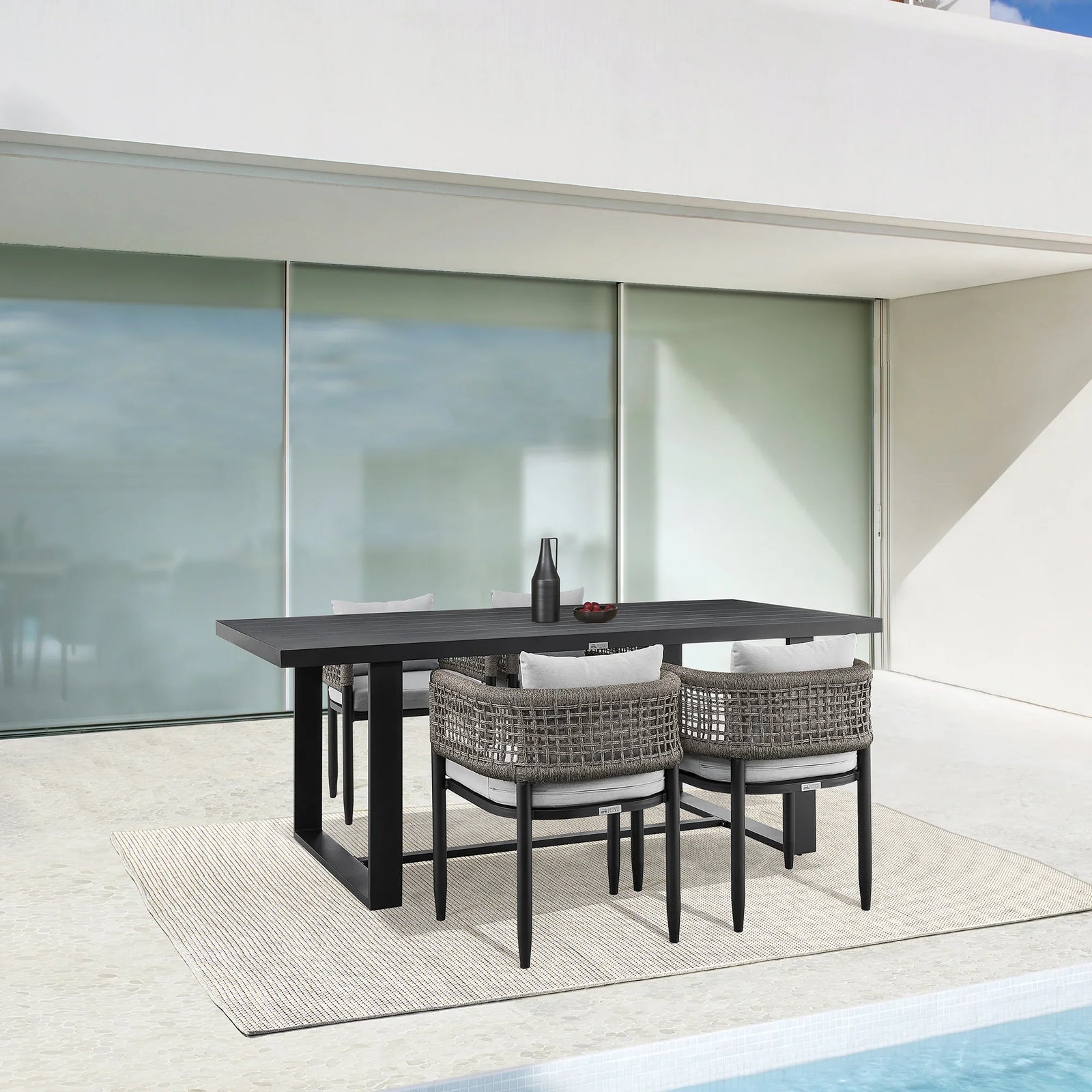 American Home Furniture Armen Living Felicia Outdoor Patio 5-Piece Dining Table Set