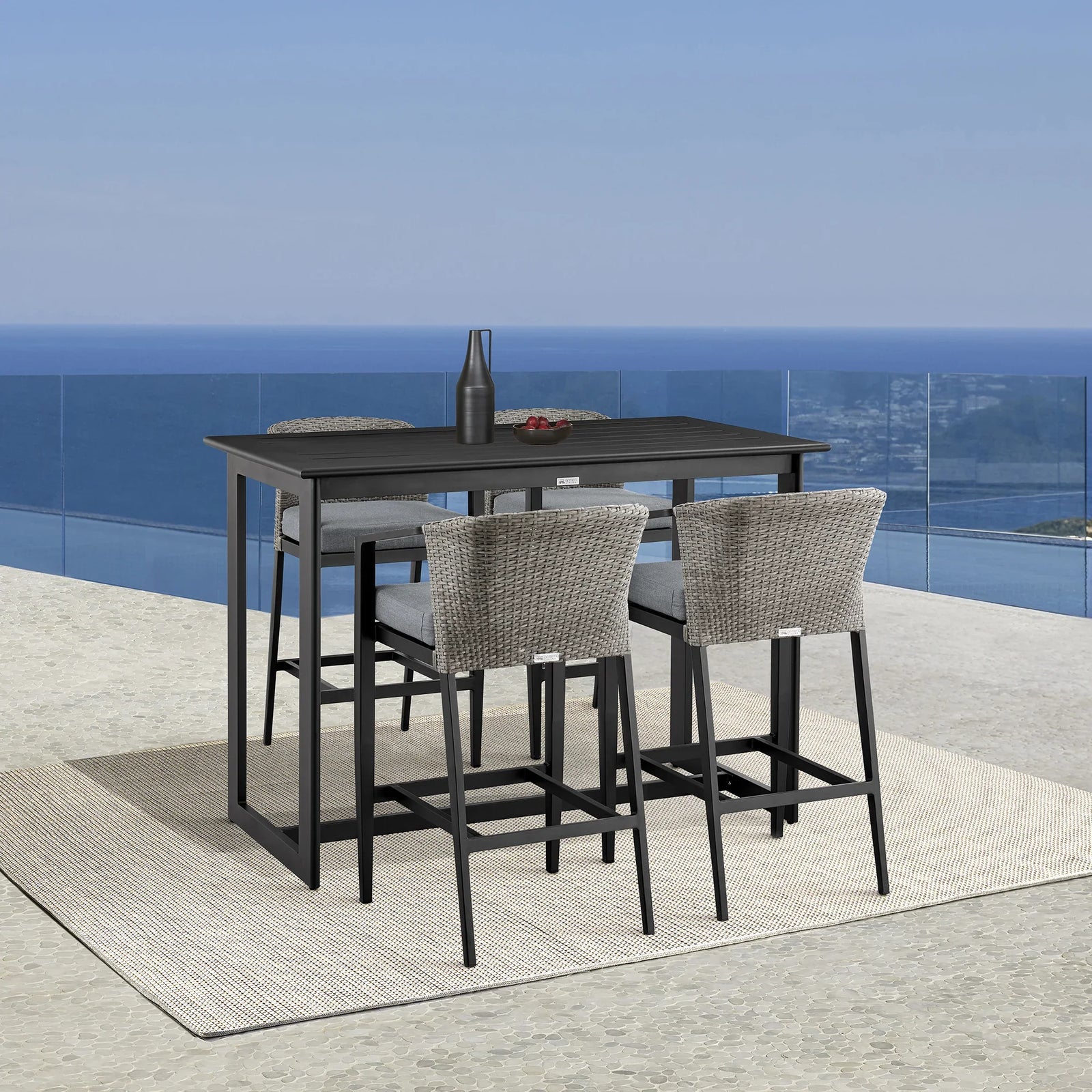 American Home Furniture Armen Living Aileen Outdoor Patio 5-Piece Bar Table Set
