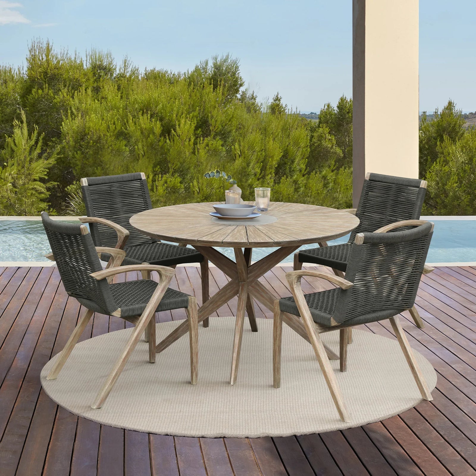 American Home Furniture Armen Living Sachi and Nabila Outdoor 5 Piece Dining Set