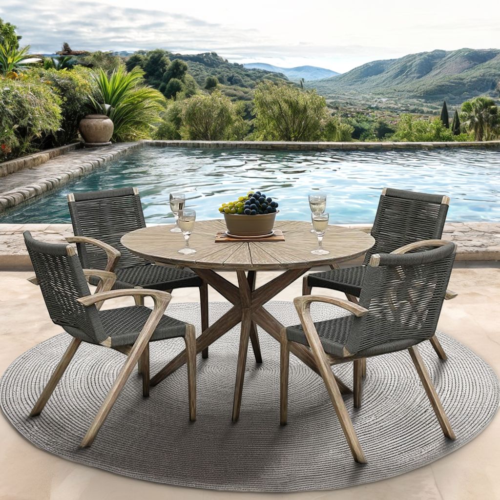 American Home Furniture Armen Living Sachi and Nabila Outdoor 5 Piece Dining Set