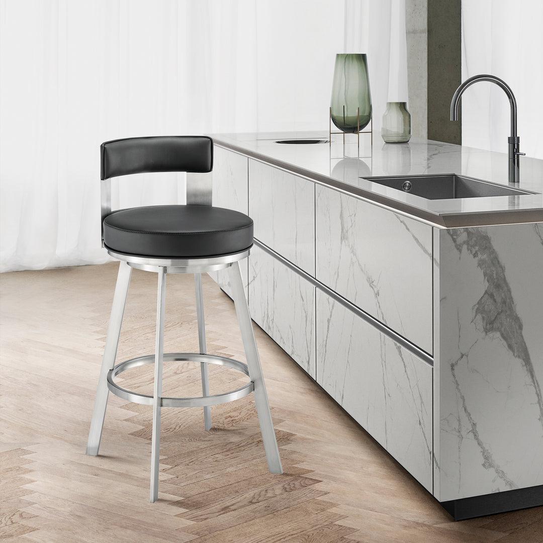 17.5"W x 18"D x 34"H / Black/Stainless Steel