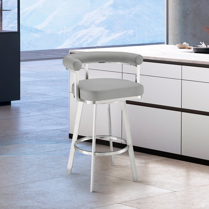 23.5"W x 21.5"D x 34"H / Light Gray/Stainless Steel