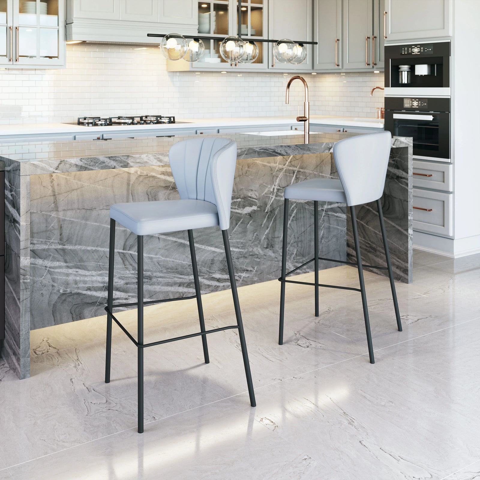 Zuo Linz Barstool (Set of 2) Gray BAR STOOLS + COUNTER STOOLS