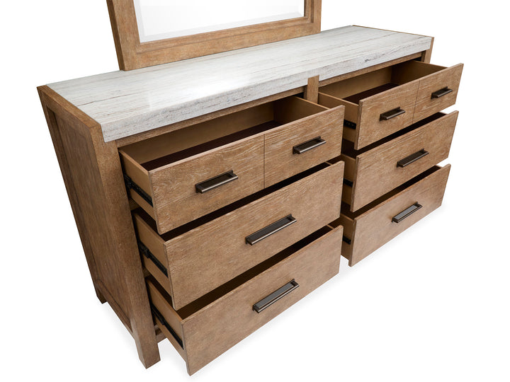 Plum Creek Sierra Brown Drawer Dresser With Landscape Mirror - B5768-2040