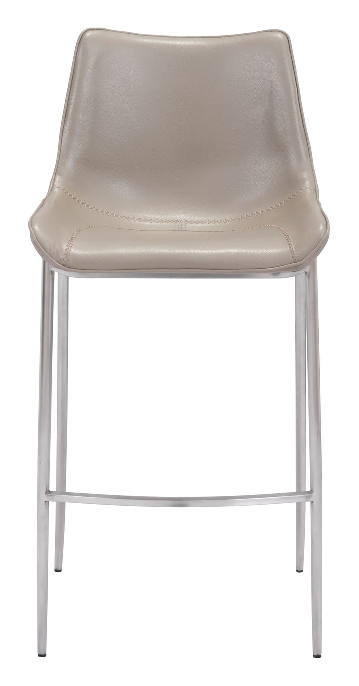 Magnus Barstool (Set of 2) Brown & Silver - AmericanHomeFurniture