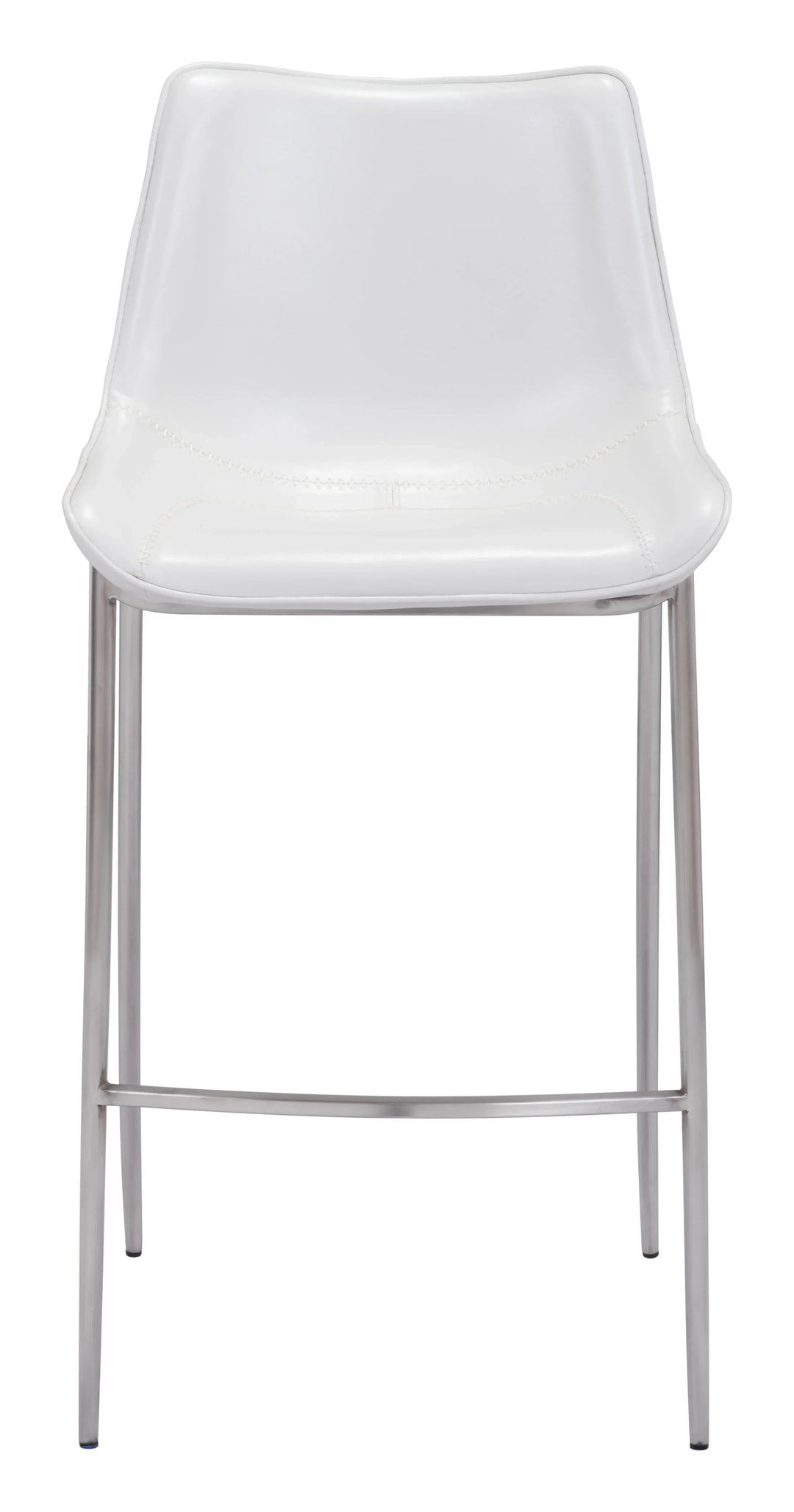 Magnus Barstool (Set of 2) White & Silver - AmericanHomeFurniture