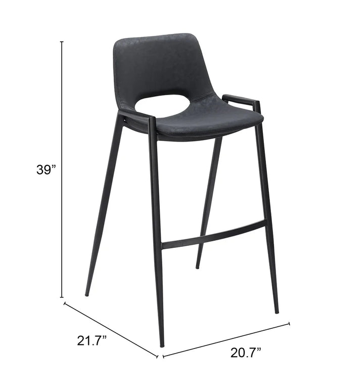 Desi Barstool (Set of 2) Black - AmericanHomeFurniture
