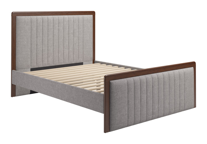 Somune Queen Bed Gray & Walnut
