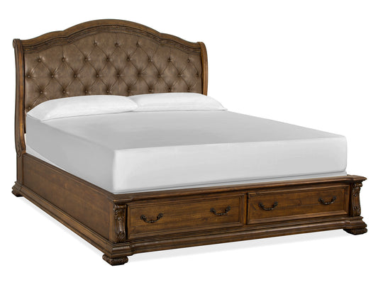Durango Willadeene Brown Queen Upholstered Sleigh Storage Bed - B5133-52A