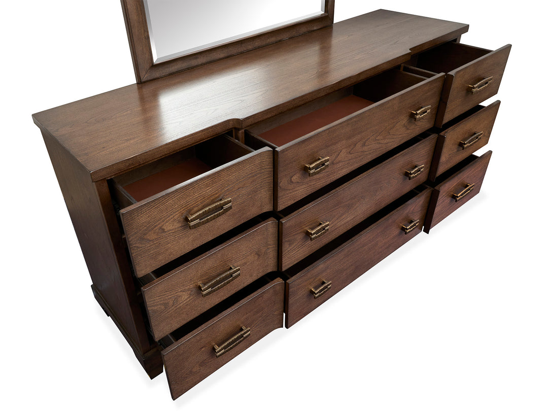 Sugar Mill Spiced Rum Drawer Dresser With Shaped Mirror - B5832-2045