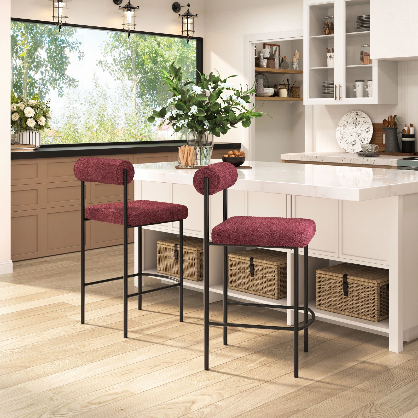 Zuo Livorno Counter Stool (Set of 2) Red & Bronze BAR STOOLS + COUNTER STOOLS