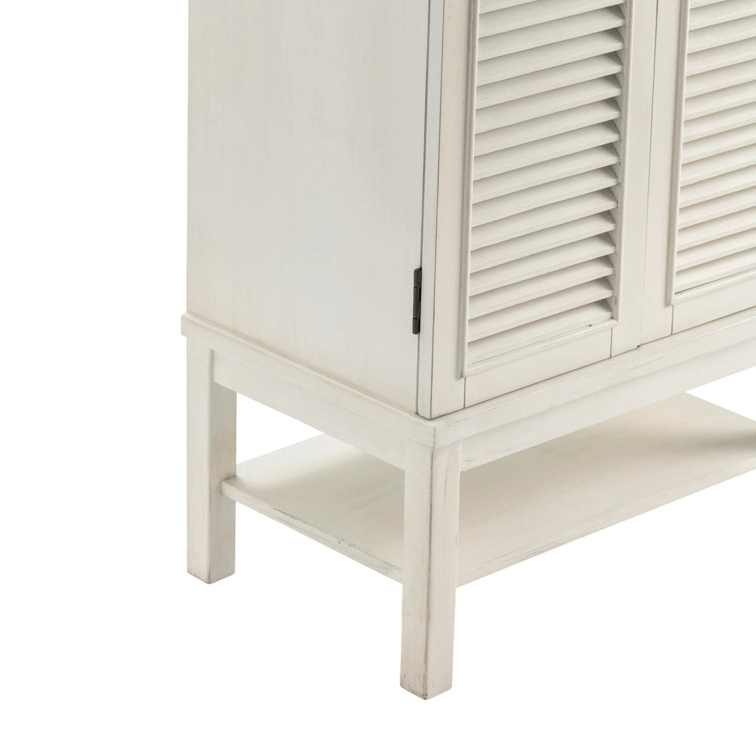 Tall White Shutter Door Cabinet - AmericanHomeFurniture