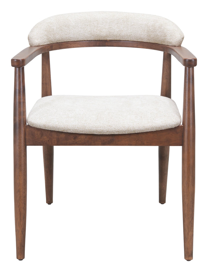 Goka Dining Chair Beige & Walnut - AmericanHomeFurniture