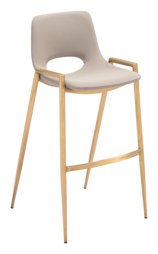Zuo Desi Barstool (Set of 2) Beige & Gold BAR STOOLS + COUNTER STOOLS