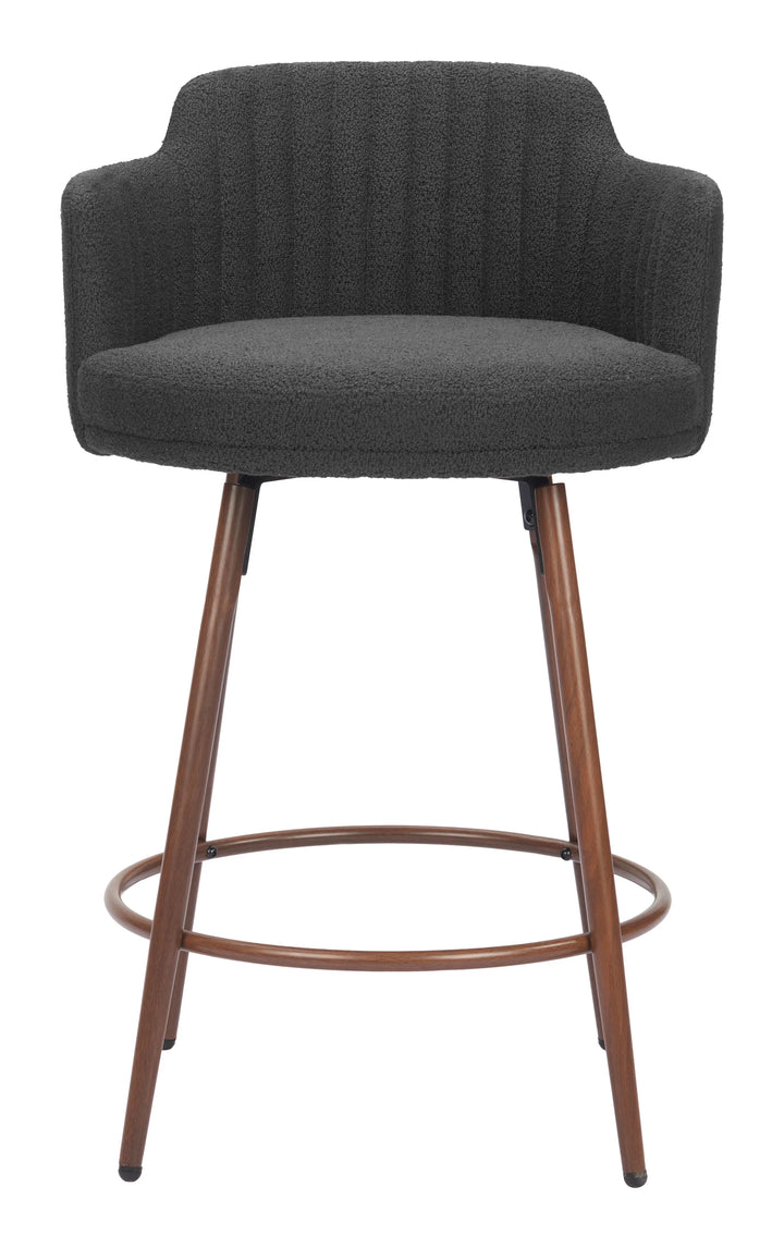 Kono Swivel Counter Stool (Set of 2) Black & Walnut - AmericanHomeFurniture