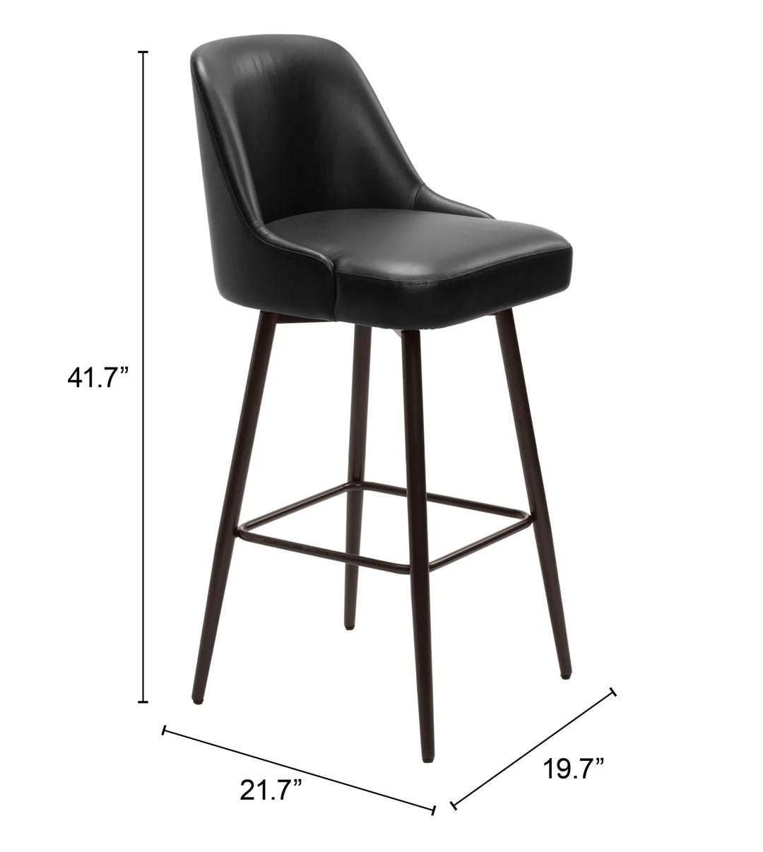 Keppel Swivel Barstool Black & Bronze - AmericanHomeFurniture