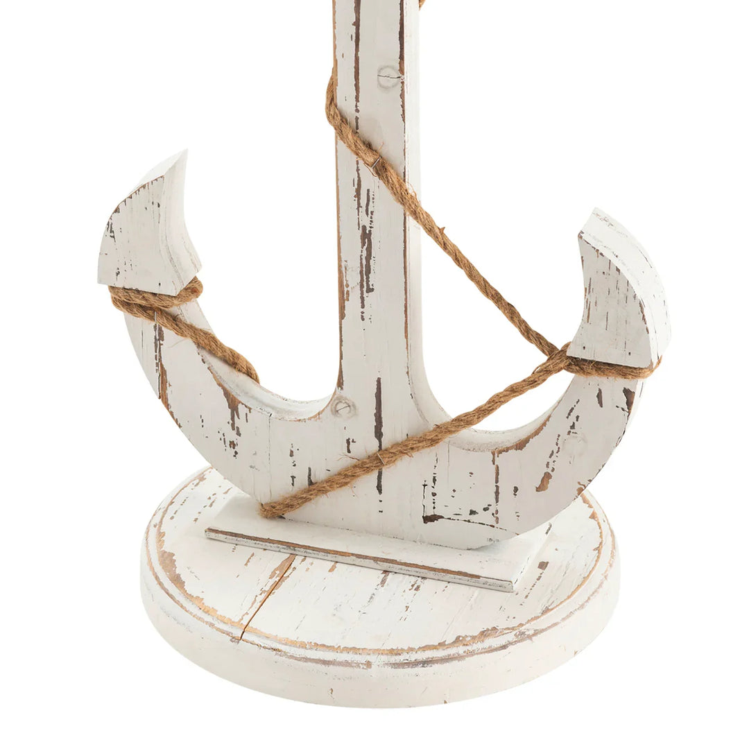 White Anchor Pedestal Accent Table - AmericanHomeFurniture