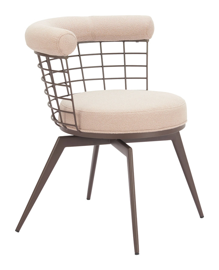 Saku Swivel Dining Chair Beige & Brown - AmericanHomeFurniture