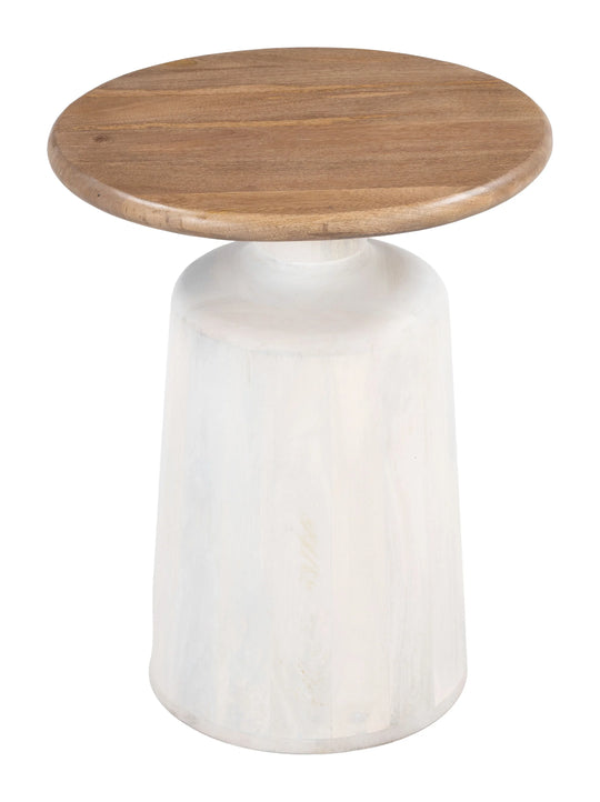 Zuo Goblet Side Table Brown & White ACCENT TABLES