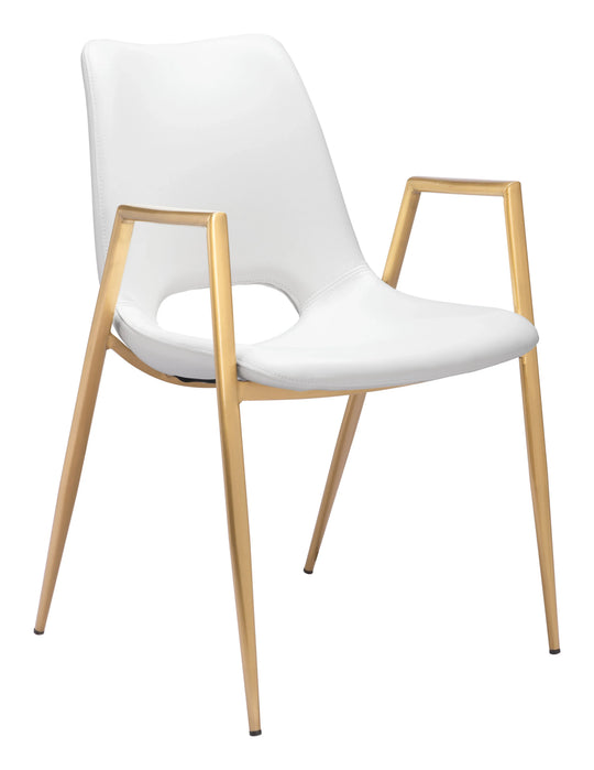 Zuo Desi Dining Chair (Set of 2) White & Gold DINING CHAIRS