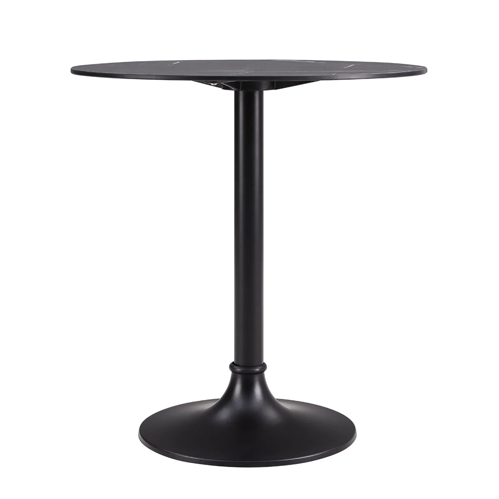 Euro Style JANNIE 30 BISTRO TABLE IN BLACK WITH BLACK COLUMN AND BASE OUTDOOR DINING TABLES