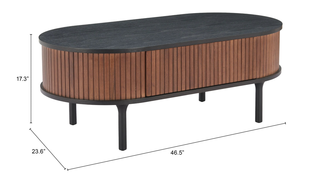Koriana Coffee Table Black & Walnut - AmericanHomeFurniture