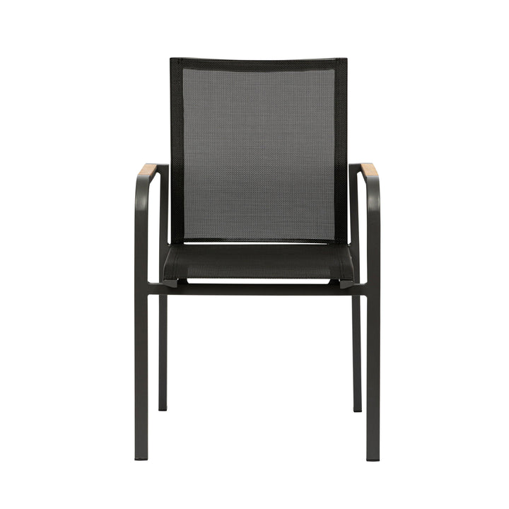 Tristan Armchair in Black Mesh with Anthracite Frame - Set of 2