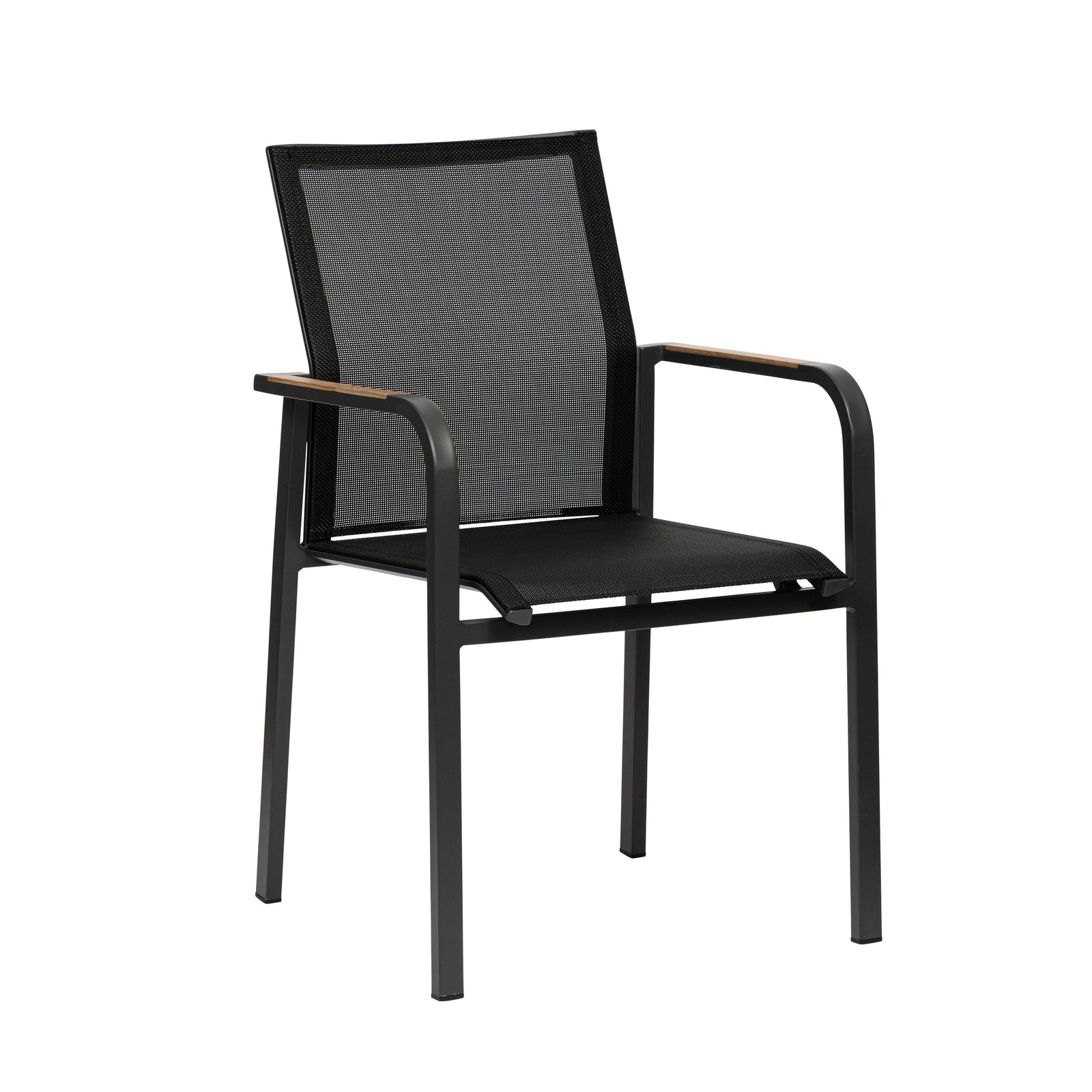 Euro Style Tristan Armchair in Black Mesh with Anthracite Frame - Set of 2 OUTDOOR DINING CHAIRS