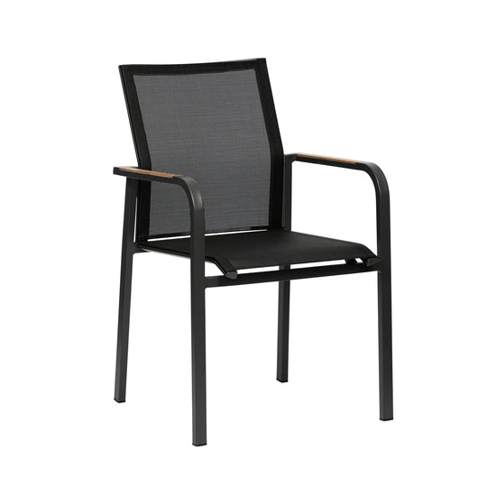 Euro Style Tristan Armchair in Black Mesh with Anthracite Frame - Set of 2 OUTDOOR DINING CHAIRS