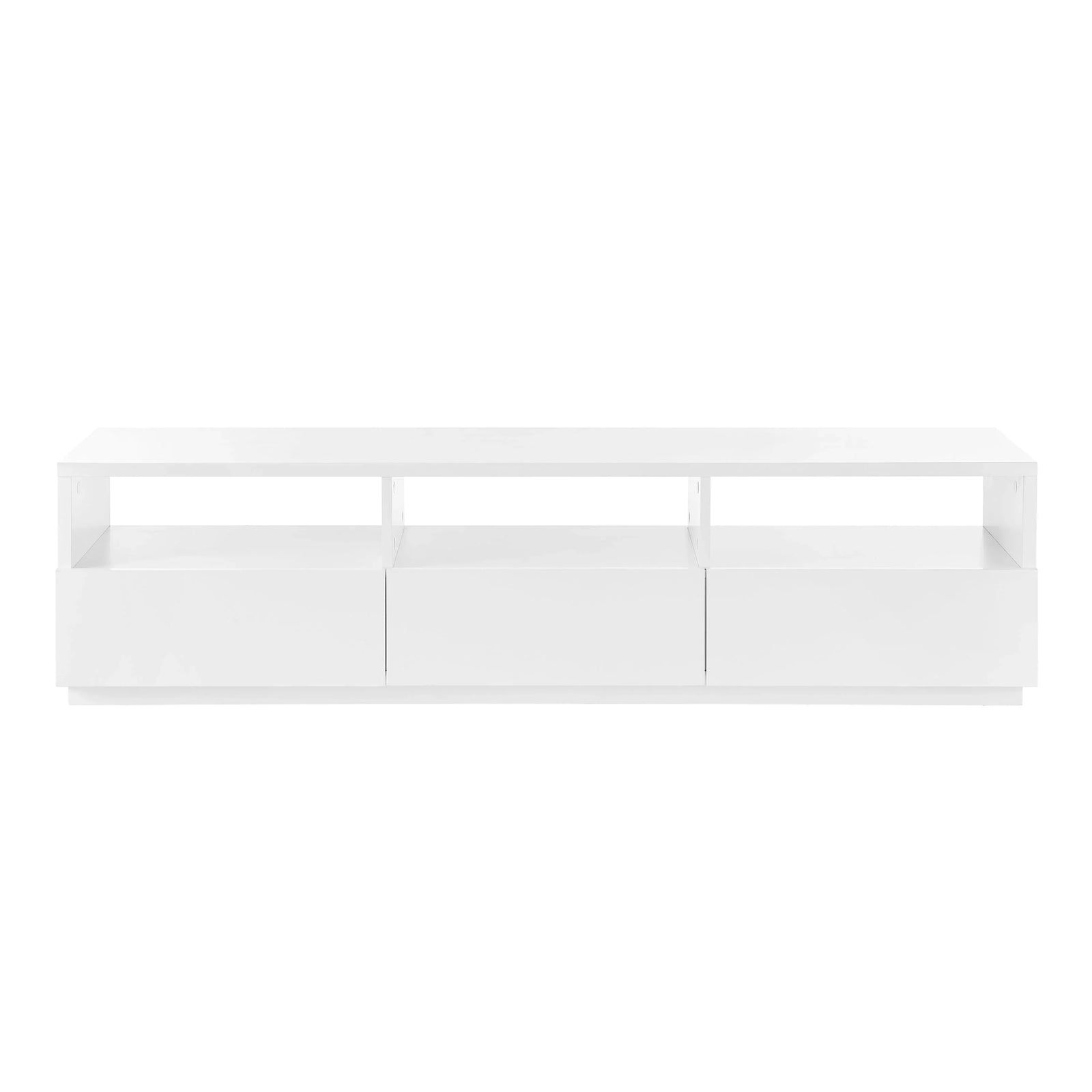 Euro Style Tresero Media Stand in High Gloss White MEDIA + TV STANDS