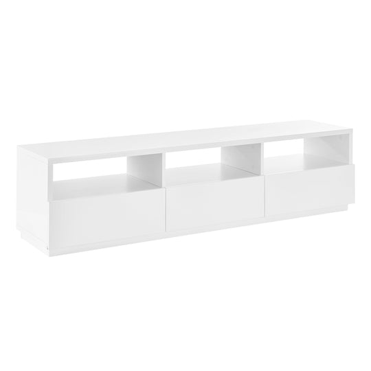 Euro Style Tresero Media Stand in High Gloss White MEDIA + TV STANDS