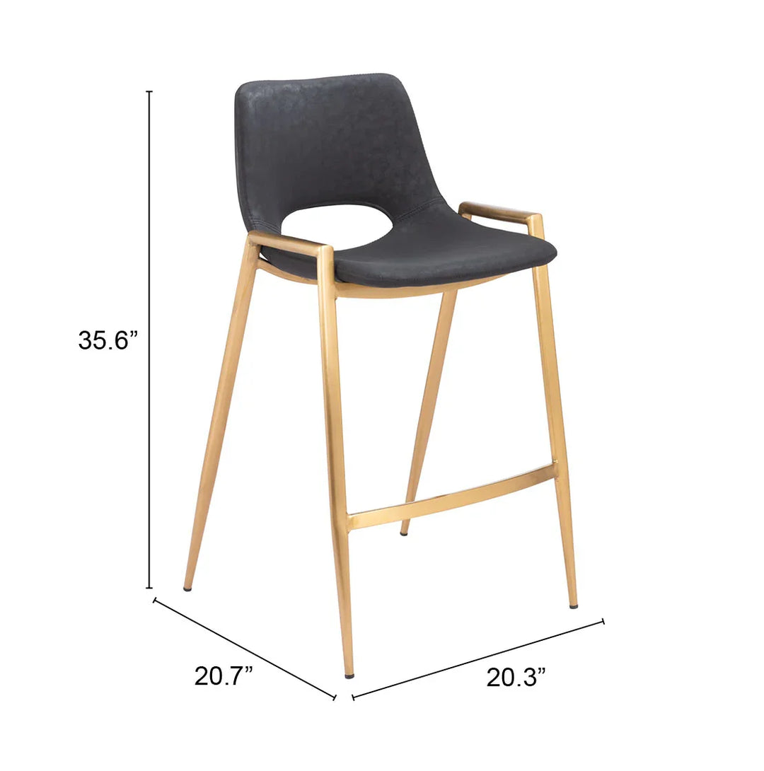 Desi Counter Stool (Set of 2) Black & Gold - AmericanHomeFurniture