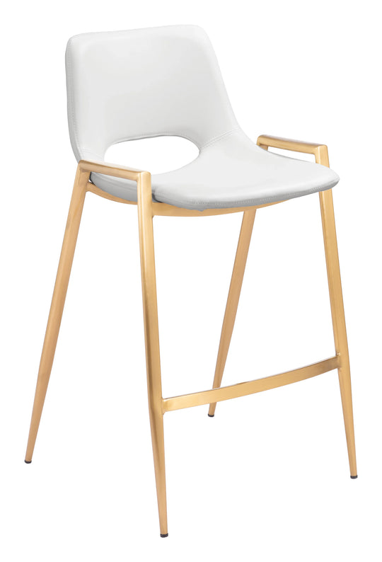 Zuo Desi Counter Stool (Set of 2) White & Gold BAR STOOLS + COUNTER STOOLS