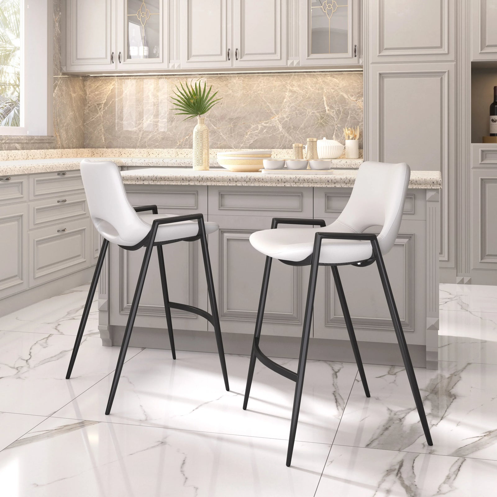 Zuo Desi Counter Stool (Set of 2) White BAR STOOLS + COUNTER STOOLS