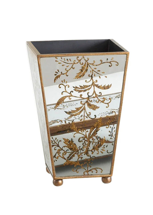 Chelsea House Madison Mirrored Wastebasket DECORATIVE BASKETS + BOXES