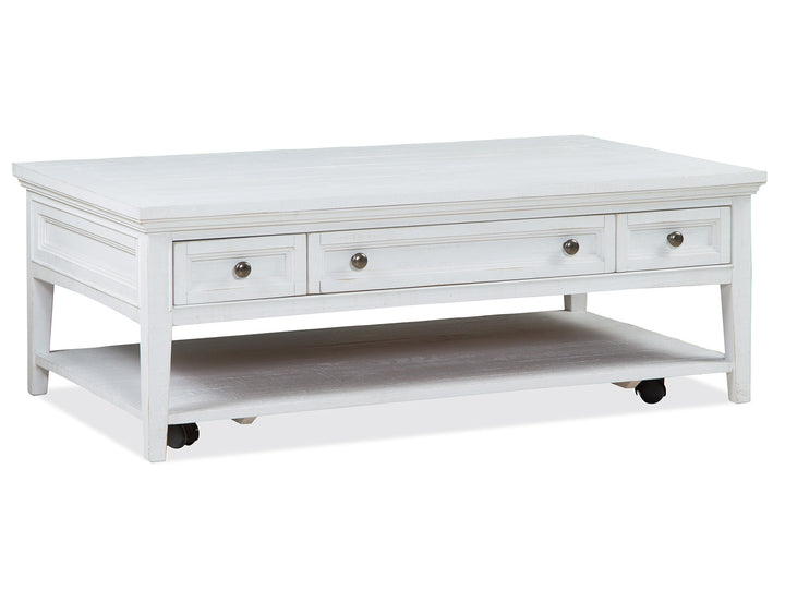 Heron Cove Chalk White Rectangular Cocktail Table With Casters - T4400-43