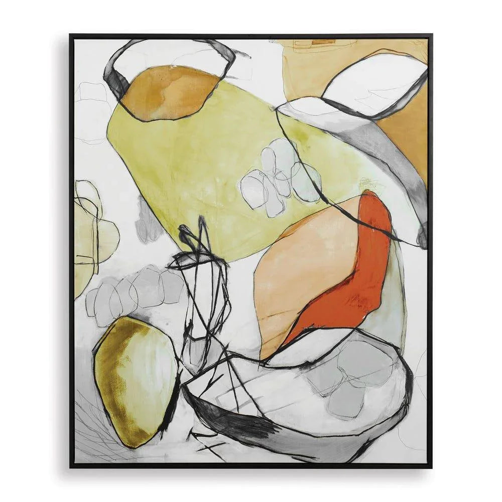 Charcoal Improvision Framed Abstract Art - AmericanHomeFurniture