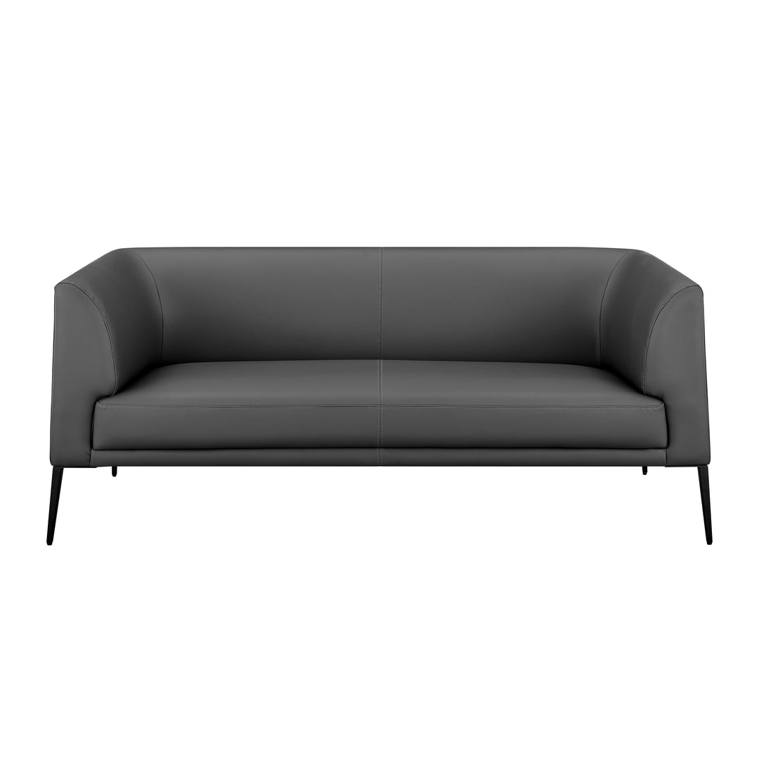 Matias Loveseat in Gray Leatherette with Matte Black Legs - Euro Style - AmericanHomeFurniture