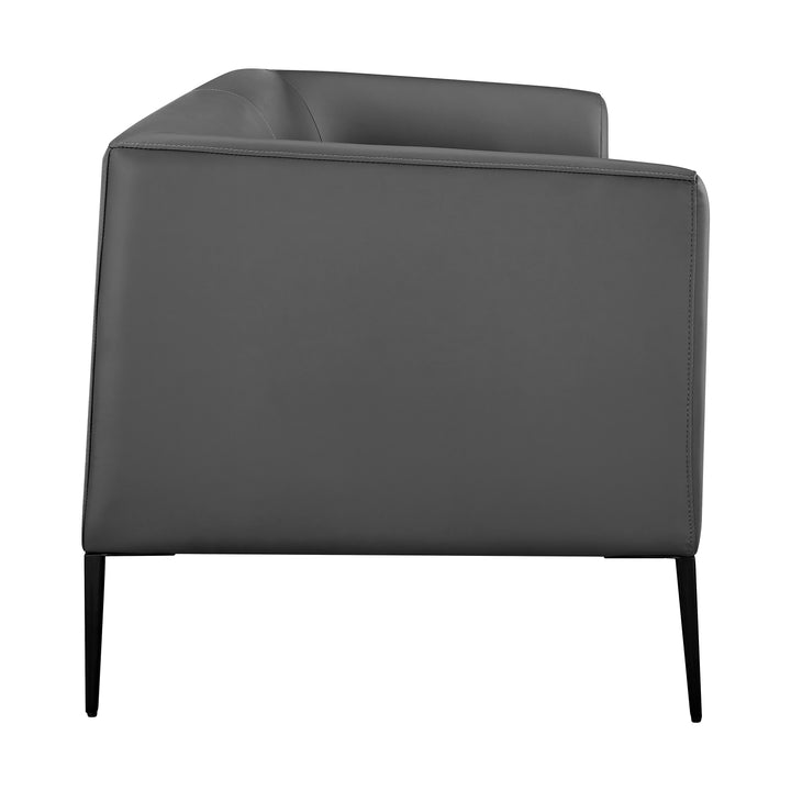 Matias Loveseat in Gray Leatherette with Matte Black Legs - Euro Style - AmericanHomeFurniture