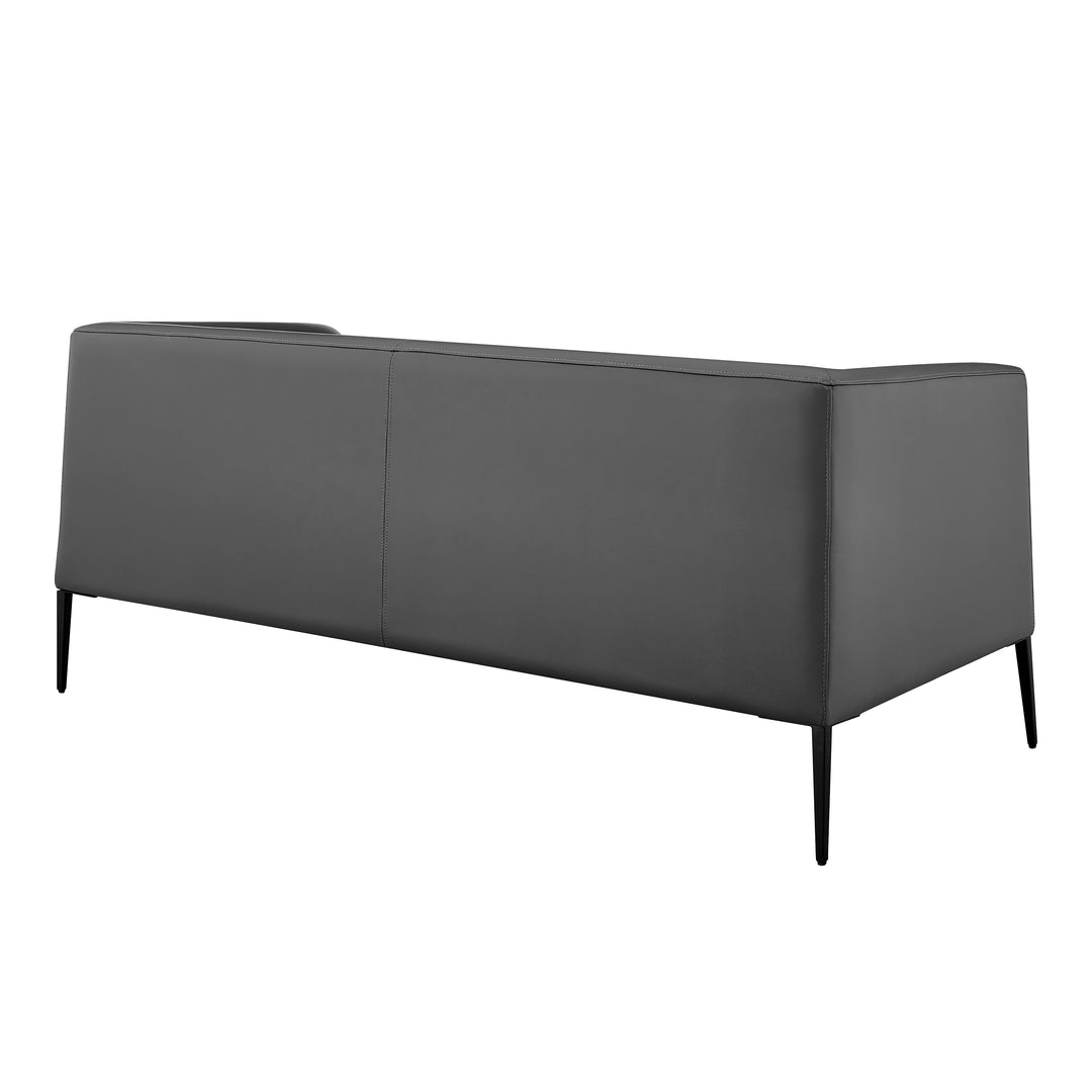 Matias Loveseat in Gray Leatherette with Matte Black Legs - Euro Style - AmericanHomeFurniture