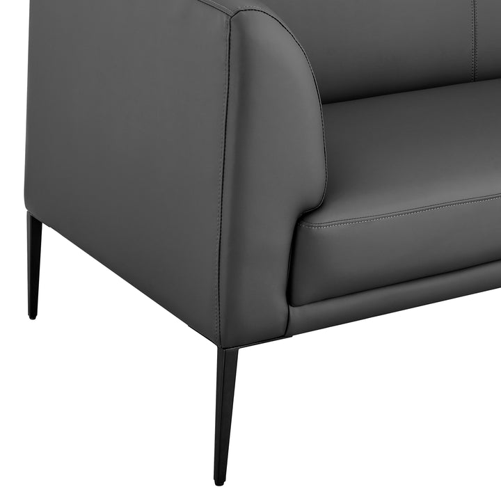 Matias Loveseat in Gray Leatherette with Matte Black Legs - Euro Style - AmericanHomeFurniture