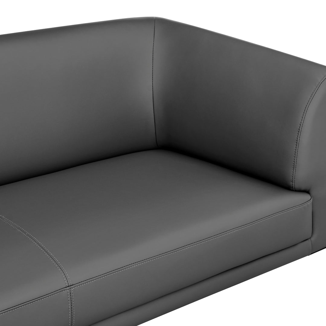 Matias Loveseat in Gray Leatherette with Matte Black Legs - Euro Style - AmericanHomeFurniture