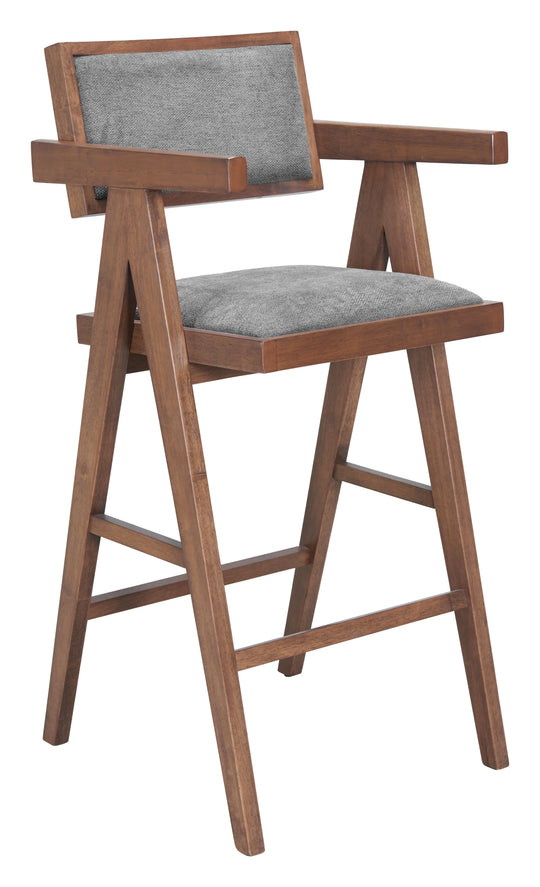 Zuo Delhi Barstool (Set of 2) Gray & Walnut BAR STOOLS + COUNTER STOOLS