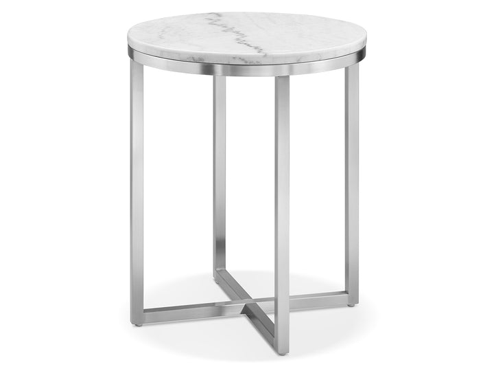 Esme White Marble And Brushed Nickel Round End Table - T5763-05