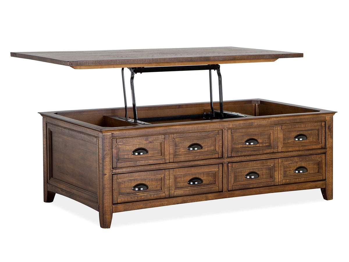 Bay Creek Toasted Nutmeg Lift Top Storage Cocktail Table With Casters - T4398-50