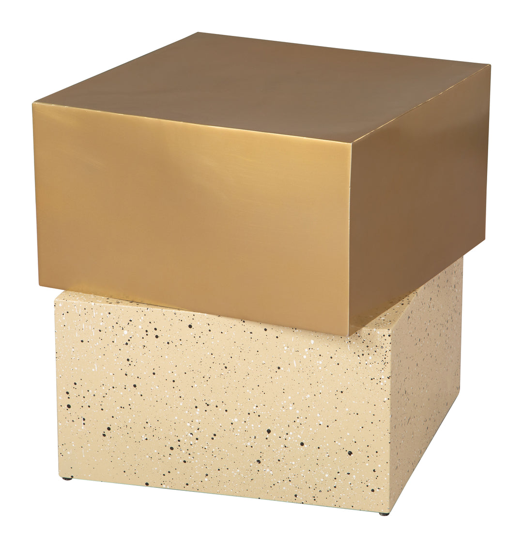 Cinza Side Table Gold & Beige - 110146