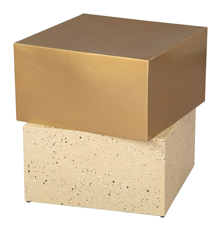 Cinza Side Table Gold & Beige - 110146